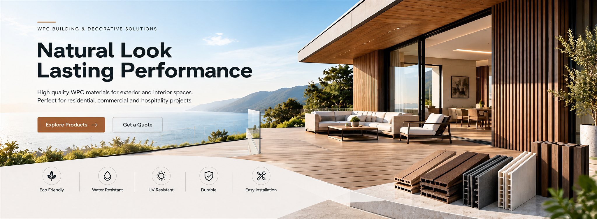 Natural look and lasting performance WPC materials